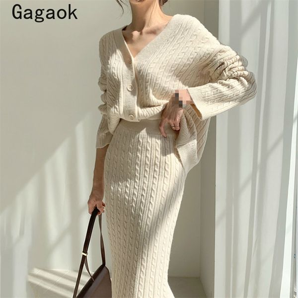 two piece set women spring autumn french knitted chic elegant simple wild v neck cardigans + bodycon midi skirts 210531, White
two piece set women spring autumn french knitted chic elegant simple wild v neck cardigans + bodycon midi skirts 210531, White