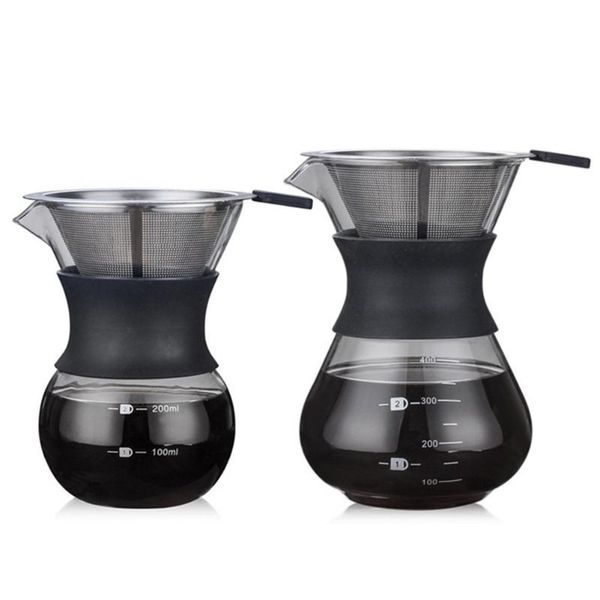 coffee pots 200ml/400ml thicken resistant glass pot with handle espresso water drip maker reusable tea filter tools
coffee pots 200ml/400ml thicken resistant glass pot with handle espresso water drip maker reusable tea filter tools