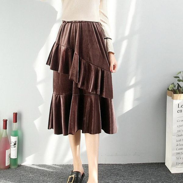 skirts 2021 winter women 's skirt high waist ruffled irregular in the long section of gold velvet cake, Black
skirts 2021 winter women 's skirt high waist ruffled irregular in the long section of gold velvet cake, Black