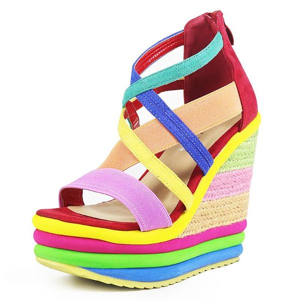 2021 new arrivals leisure fashion shoes women rainbow wedges heels platform zipper covel heels summer sandals, Black
2021 new arrivals leisure fashion shoes women rainbow wedges heels platform zipper covel heels summer sandals, Black