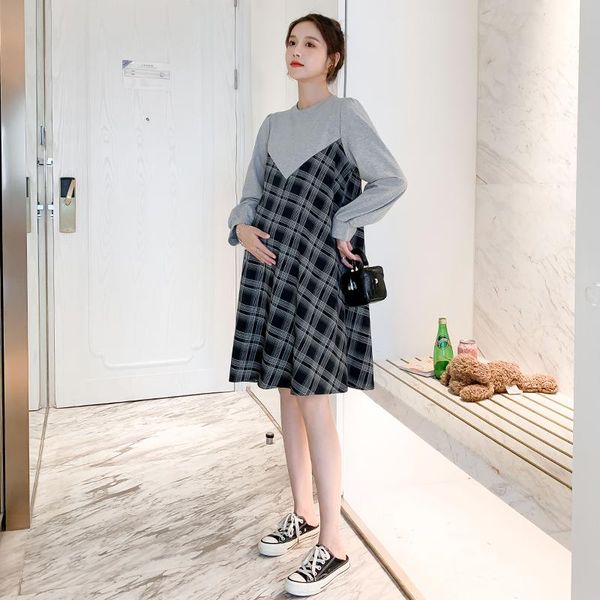 maternity dresses 2021 spring dress loose clothes long lantern sleeve patchwork plaid pregnant woman a-line autumn pregnancy, White
maternity dresses 2021 spring dress loose clothes long lantern sleeve patchwork plaid pregnant woman a-line autumn pregnancy, White