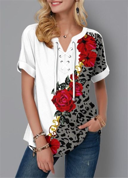 women's t-shirt 5xl plus size women clothing short sleeve t-shirts fashion flower print bandage v-neck summer tee loose casual lady 202, White
women's t-shirt 5xl plus size women clothing short sleeve t-shirts fashion flower print bandage v-neck summer tee loose casual lady 202, White