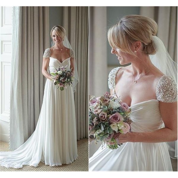 2021 new chic chiffon empire sweetheart wedding with beading cap sleeve floor length pleated bridal gowns robe e mariage lja1, White
2021 new chic chiffon empire sweetheart wedding with beading cap sleeve floor length pleated bridal gowns robe e mariage lja1, White