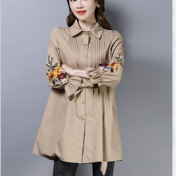 women's blouses & shirts arrival plus size ethnic full sleeve turn-down collar floral embroidered cotton blouse 2021, White
women's blouses & shirts arrival plus size ethnic full sleeve turn-down collar floral embroidered cotton blouse 2021, White