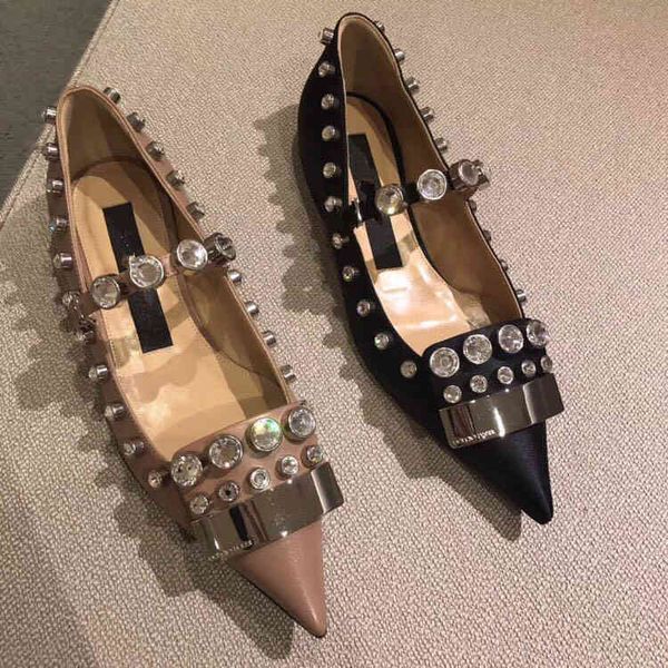 summer european silk fabrics banquet rhinestones flat shoes pointed heels, Black 
summer european silk fabrics banquet rhinestones flat shoes pointed heels, Black