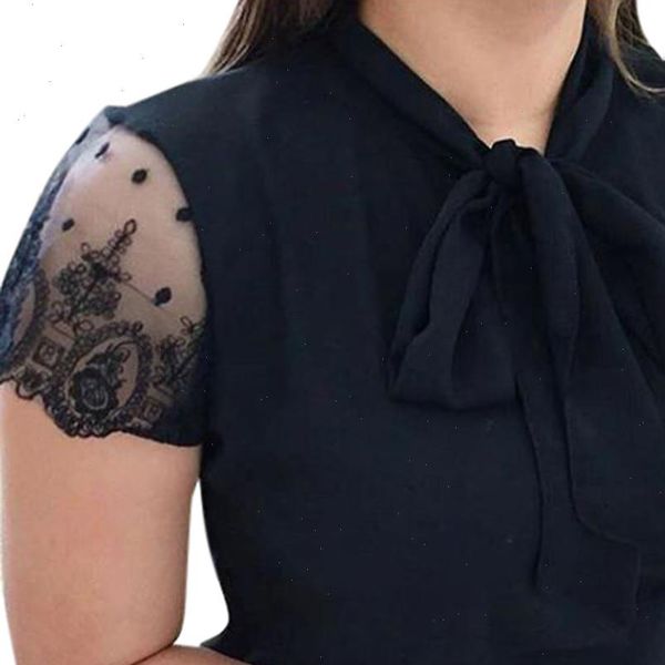2021 womens blouse summer work office lace bow short sleeve chiffon shirt casual blouse female blouses fashion new, White
2021 womens blouse summer work office lace bow short sleeve chiffon shirt casual blouse female blouses fashion new, White