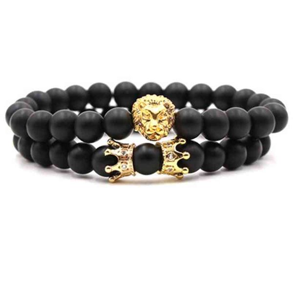 18k gold plated micro pave cz crown bracelet natural black onyx lion bracelet, Golden;silver 
18k gold plated micro pave cz crown bracelet natural black onyx lion bracelet, Golden;silver