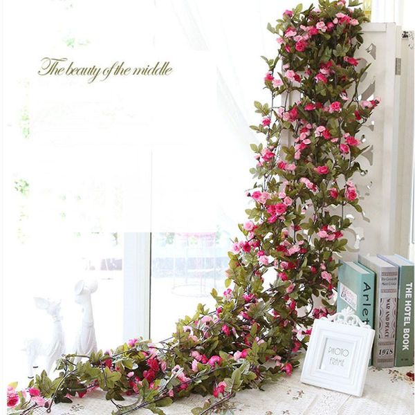 2.3m roses artificial flowers with green leaves hanging garland silk flowers for wedding home decoration wholesale
2.3m roses artificial flowers with green leaves hanging garland silk flowers for wedding home decoration wholesale
