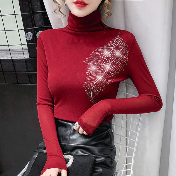 2021 new spring fall korean style t-shirt women solid turtleneck shiny diamonds ropa mujer all match mesh tees t0n214a rjo5, White
2021 new spring fall korean style t-shirt women solid turtleneck shiny diamonds ropa mujer all match mesh tees t0n214a rjo5, White