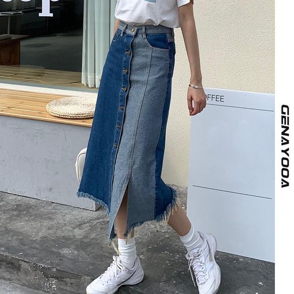 skirts genayooa patchwork demin skirt with splits streetwear high waist midi pencil long women irregular jeans korean style, Black
skirts genayooa patchwork demin skirt with splits streetwear high waist midi pencil long women irregular jeans korean style, Black