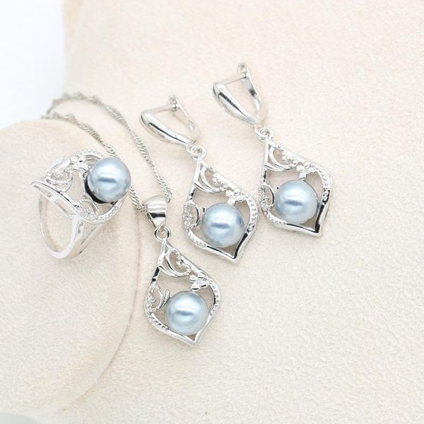earrings & necklace gray pink blue freshwater pearls silver color jewelry sets for women wedding pendant earring ring gift box
earrings & necklace gray pink blue freshwater pearls silver color jewelry sets for women wedding pendant earring ring gift box