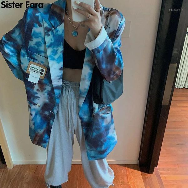 women's suits & blazers sister fara fashion print tie dye blazer spring jacket single breasted loose thin autumn casual women, White;black
women's suits & blazers sister fara fashion print tie dye blazer spring jacket single breasted loose thin autumn casual women, White;black