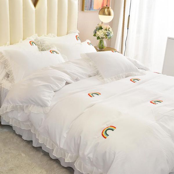 bedding sets 4pcs -embroidered rainbow small fresh bed sheet duvet cover linens four-piece set washed cotton bedspread on the
bedding sets 4pcs -embroidered rainbow small fresh bed sheet duvet cover linens four-piece set washed cotton bedspread on the