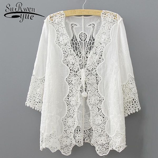 women's blouses & shirts 2021 fashion hollow lace women blouse shirt loose plus size summer v-neck white blusa 0321 40
women's blouses & shirts 2021 fashion hollow lace women blouse shirt loose plus size summer v-neck white blusa 0321 40