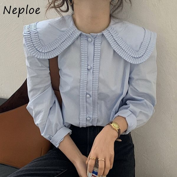 neploe doll collar puff long sleeve cute blouse women work style ol loose white blue blusas single breast simple shirt 210308
neploe doll collar puff long sleeve cute blouse women work style ol loose white blue blusas single breast simple shirt 210308