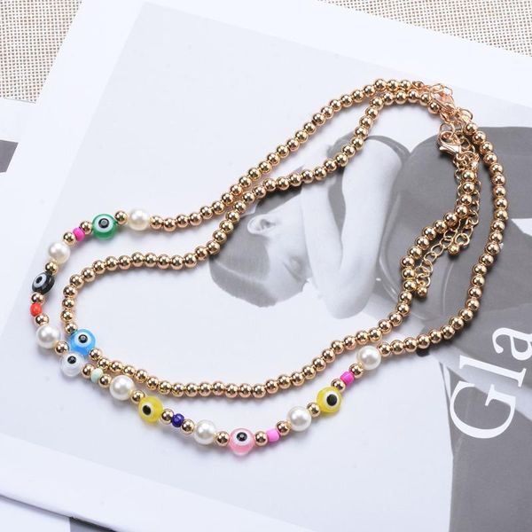 chokers bohemian colorful evil eye beads pearl necklace double layer chain choker women's fashion wild sweet jewelry gift, Golden;silver
chokers bohemian colorful evil eye beads pearl necklace double layer chain choker women's fashion wild sweet jewelry gift, Golden;silver