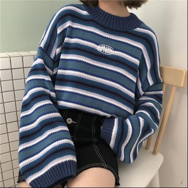 female korean harajuku clothing for women loose wild striped student sweater womens sweaters kawaii ulzzang pullover jumper, White;black
female korean harajuku clothing for women loose wild striped student sweater womens sweaters kawaii ulzzang pullover jumper, White;black