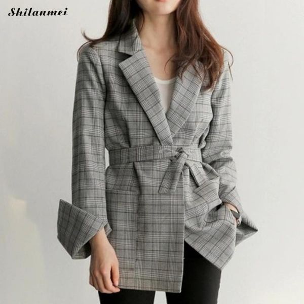 women's suits & blazers elegant autumn plaid blazer women 2021 fashion belted causal long sleeve suit jacket winter coat office ladies, White;black
women's suits & blazers elegant autumn plaid blazer women 2021 fashion belted causal long sleeve suit jacket winter coat office ladies, White;black