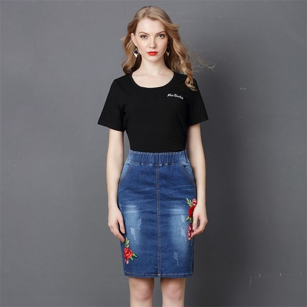 spring&summer european & american women plus size denim skirt embroidered high waist elastic women denim skirt 210311, Black
spring&summer european & american women plus size denim skirt embroidered high waist elastic women denim skirt 210311, Black