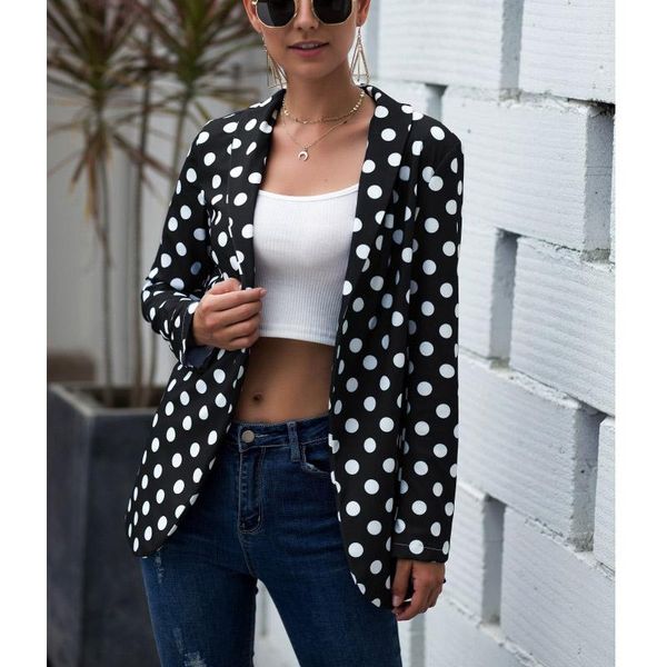 women's jackets women polka dot print casual suit spring autumn fashion fit black collar coat jacket, Black;brown
women's jackets women polka dot print casual suit spring autumn fashion fit black collar coat jacket, Black;brown