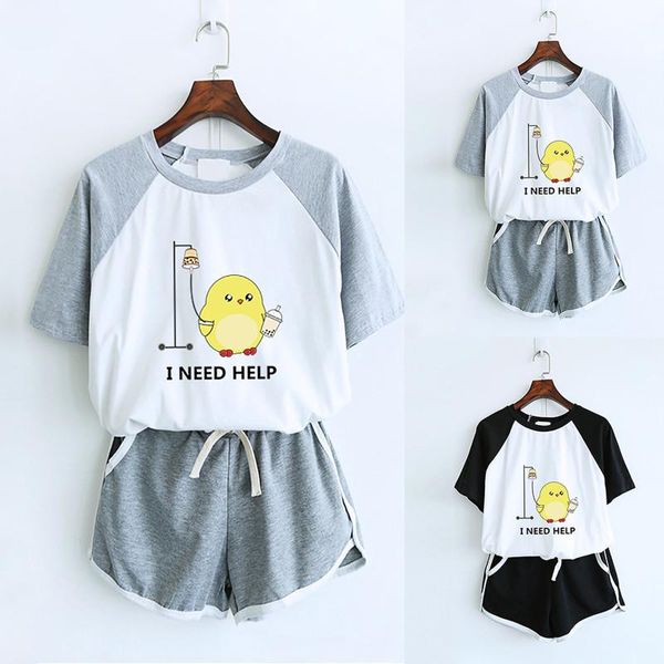 women's tracksuits summer t-shirts suits women two piece drop sleeves set short sleeve + shorts ladies o-neck kawaii chicken print paj, Gray
women's tracksuits summer t-shirts suits women two piece drop sleeves set short sleeve + shorts ladies o-neck kawaii chicken print paj, Gray