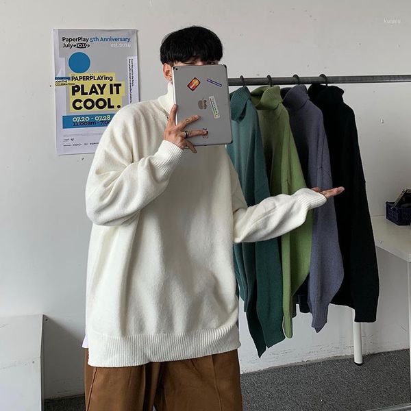high collar sweater men's autumn and winter relaxed languid hong kong style solid color t-shirt ins korean fashion pullover sweaters, White;black
high collar sweater men's autumn and winter relaxed languid hong kong style solid color t-shirt ins korean fashion pullover sweaters, White;black