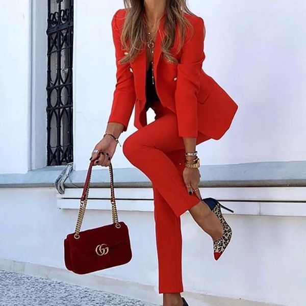 2021 new autumn winter set for women long sleeve two pieces suit woman blazer elegant ladies office casual wear suits sg6k, White;black
2021 new autumn winter set for women long sleeve two pieces suit woman blazer elegant ladies office casual wear suits sg6k, White;black