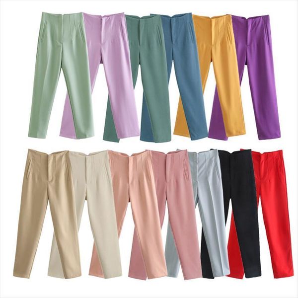 solid color high waist casual womens capris pleat chic business trousers female fake zipper pantalones mujer retro fashion, Black;white
solid color high waist casual womens capris pleat chic business trousers female fake zipper pantalones mujer retro fashion, Black;white