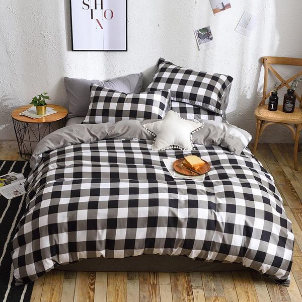 bedding sets black white plaid brief pattern set bed linings king duvet cover sheet pillowcases 3/4pcs/set
bedding sets black white plaid brief pattern set bed linings king duvet cover sheet pillowcases 3/4pcs/set