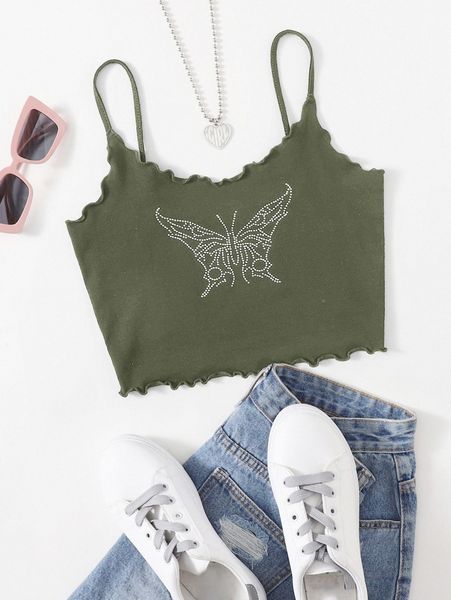 lettuce trim rhinestone butterfly crop cami f5fo#, White
lettuce trim rhinestone butterfly crop cami f5fo#, White