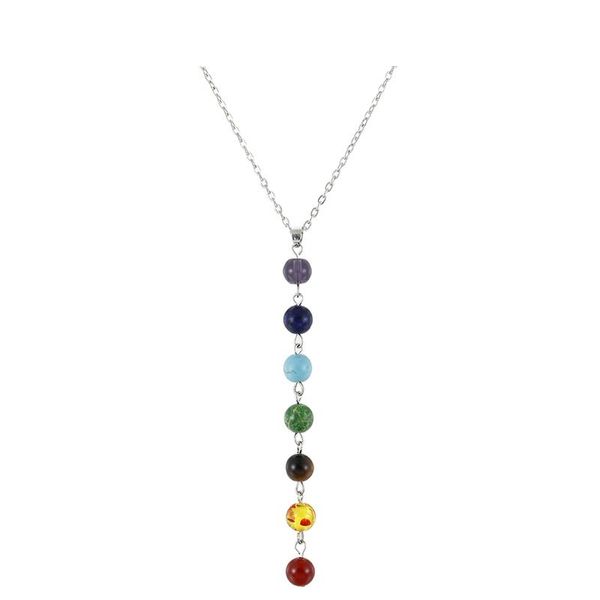 silver color simple style 7 chakra multicolor natural stone beads pendant necklace long chain for women charm collier collares yoga
silver color simple style 7 chakra multicolor natural stone beads pendant necklace long chain for women charm collier collares yoga