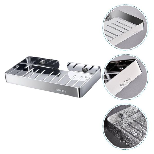 1pc soap box wall-mounted type soap rack creative draining tray (silver) 
1pc soap box wall-mounted type soap rack creative draining tray (silver)