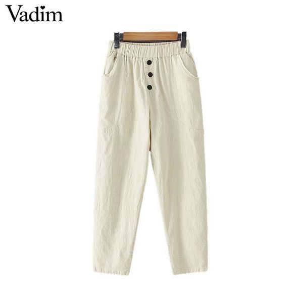 women's pants & capris vadim women solid white ankle length elastic waist buttons pockets decorate straight female casual simple trouse, Black;white
women's pants & capris vadim women solid white ankle length elastic waist buttons pockets decorate straight female casual simple trouse, Black;white