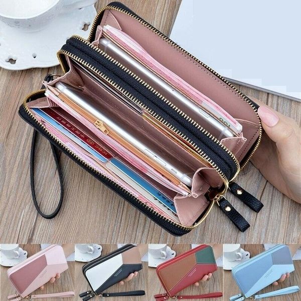 wallets double zipper wallet clutch phone pocket women leather large capacity ladies pures card holder patchwork purse long w, Red;black
wallets double zipper wallet clutch phone pocket women leather large capacity ladies pures card holder patchwork purse long w, Red;black