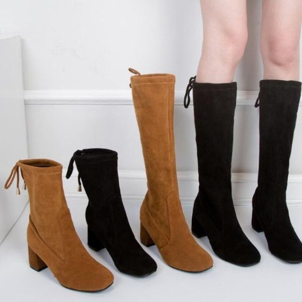 boots female women shoes square heel slip on ankle mid calf platform non suede soft footwear fashion autumn winter, Black
boots female women shoes square heel slip on ankle mid calf platform non suede soft footwear fashion autumn winter, Black