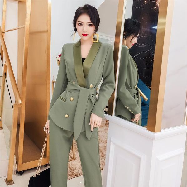 women's two piece pants suits female korean autumn fashion professional double-breasted blazer + straight two-piece sets ol, White
women's two piece pants suits female korean autumn fashion professional double-breasted blazer + straight two-piece sets ol, White