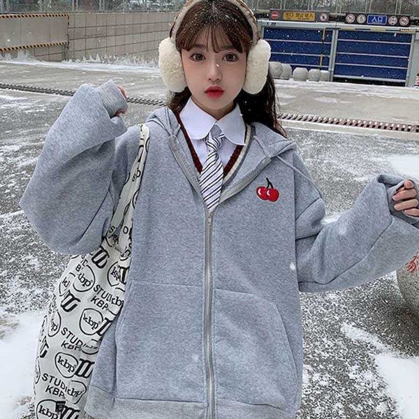 korean version plus velvet thick women's hooded vintage hoodies women autumn and winter loose japanese zipper cardig 210526, Black
korean version plus velvet thick women's hooded vintage hoodies women autumn and winter loose japanese zipper cardig 210526, Black