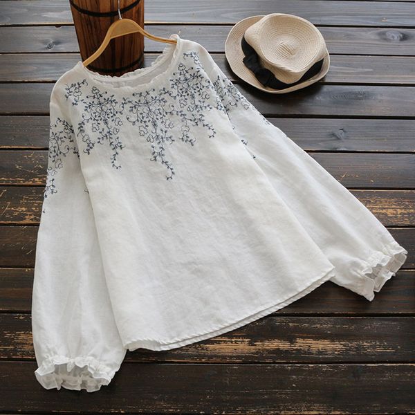2021 new lantern long lseeve white cotton linen floral embroidery women blouses ruffles oversize causal pullover 5x55, Black
2021 new lantern long lseeve white cotton linen floral embroidery women blouses ruffles oversize causal pullover 5x55, Black
