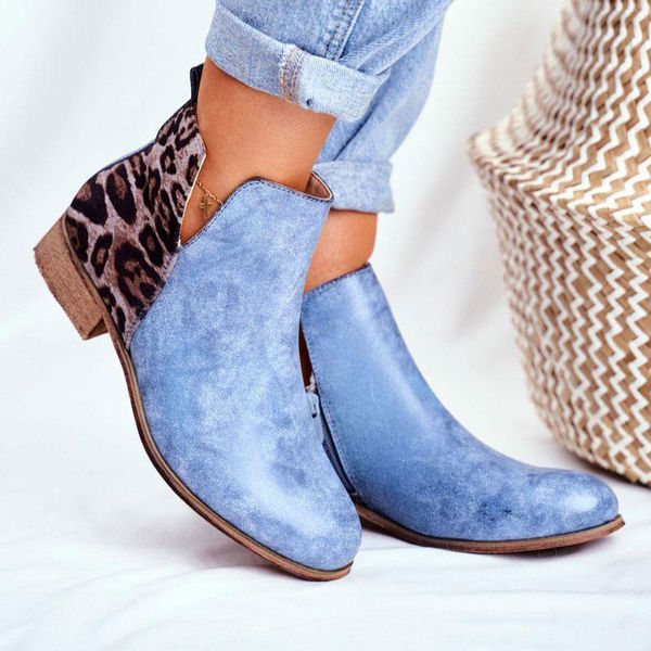 boots woman vintage leopard low heels women retro pu leather ankle 2021 women's zip ladies shoes female short plus size 43, Black 
boots woman vintage leopard low heels women retro pu leather ankle 2021 women's zip ladies shoes female short plus size 43, Black