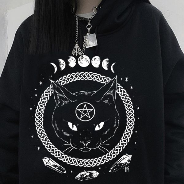 women's hoodies & sweatshirts retro goth geometric cat printed hoodie women solid oversized harajuku thicken hooded elements sweatshir, Black
women's hoodies & sweatshirts retro goth geometric cat printed hoodie women solid oversized harajuku thicken hooded elements sweatshir, Black