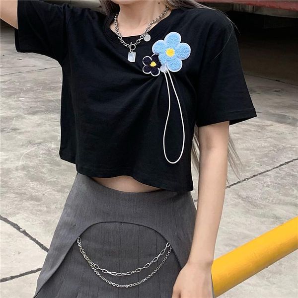 women's t-shirt graphic drawstring flower embroidery short sleeve slim fashion casual summer crop cute t shirt harajuku tee korean, White
women's t-shirt graphic drawstring flower embroidery short sleeve slim fashion casual summer crop cute t shirt harajuku tee korean, White