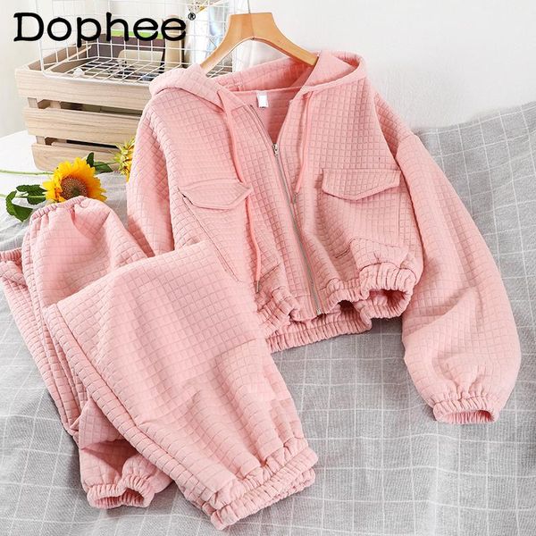 women's two piece pants spring soft hooded loose short sweatshirts harem casual cropped solid color tracksuit two-piece set, White
women's two piece pants spring soft hooded loose short sweatshirts harem casual cropped solid color tracksuit two-piece set, White