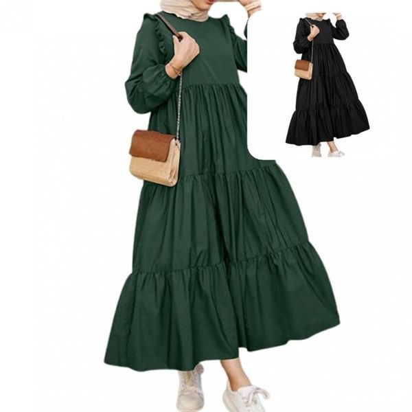casual dresses women dress o-neck long mid waist solid color ruffle maxi for working, Black;gray
casual dresses women dress o-neck long mid waist solid color ruffle maxi for working, Black;gray