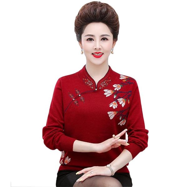 women's sweaters cashmere sweater fashion cheongsam style embroidered pullover autumn middle-aged mom knitted 4xl w2165, White;black
women's sweaters cashmere sweater fashion cheongsam style embroidered pullover autumn middle-aged mom knitted 4xl w2165, White;black