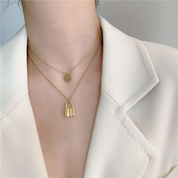 hbp ins personality fashion hip hop titanium steel double deck garden brand lock necklaces for women, Silver
hbp ins personality fashion hip hop titanium steel double deck garden brand lock necklaces for women, Silver