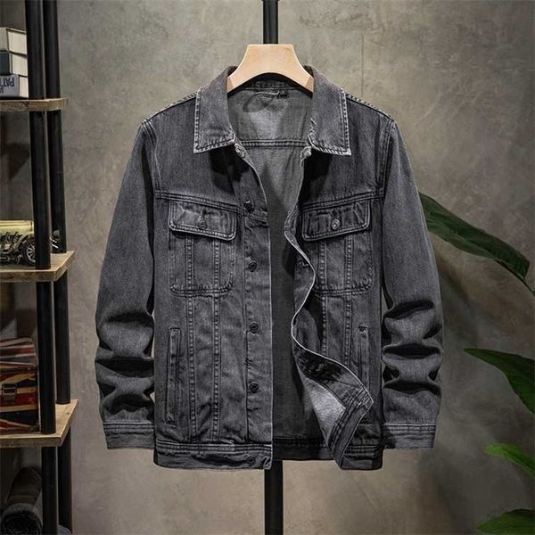 autumn men's denim jacket fashion casual loose lapel classic black retro cotton brand 211126, Black;brown
autumn men's denim jacket fashion casual loose lapel classic black retro cotton brand 211126, Black;brown