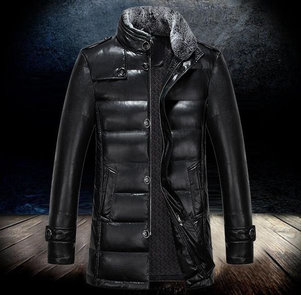 men's fur & faux m-3xl / winter fashion middle - aged collar down feather pu leather in the long section of large yards, Black
men's fur & faux m-3xl / winter fashion middle - aged collar down feather pu leather in the long section of large yards, Black