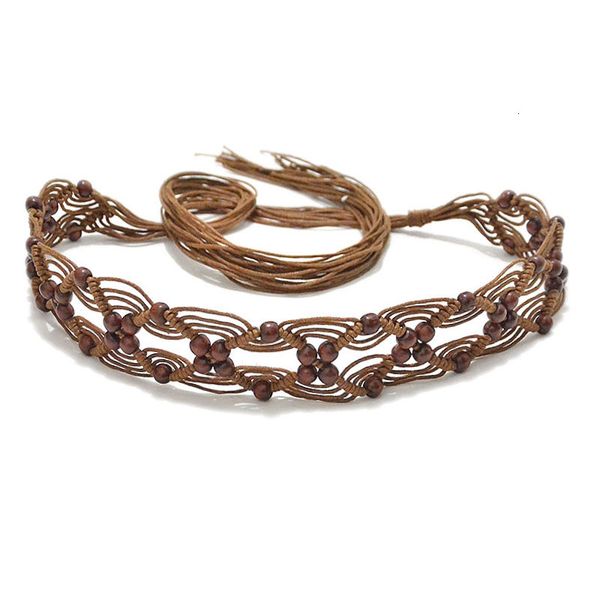 new women's ethnic style decorative belt pattern wood beads hand-made wax rope weaving women's thin waist chain, Black;brown
new women's ethnic style decorative belt pattern wood beads hand-made wax rope weaving women's thin waist chain, Black;brown