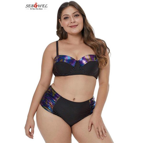 one-piece suits sebowel women's swimwear 2021 two piece set bikini shining dotted plus size high waist beach black patchwork swimsuit
one-piece suits sebowel women's swimwear 2021 two piece set bikini shining dotted plus size high waist beach black patchwork swimsuit