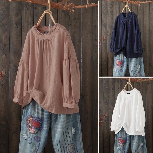 2021 zanzea spring ruffle shirts vintage women cotton blouse casual long sleeve tee shirt solid tunic blusas chemise, White
2021 zanzea spring ruffle shirts vintage women cotton blouse casual long sleeve tee shirt solid tunic blusas chemise, White